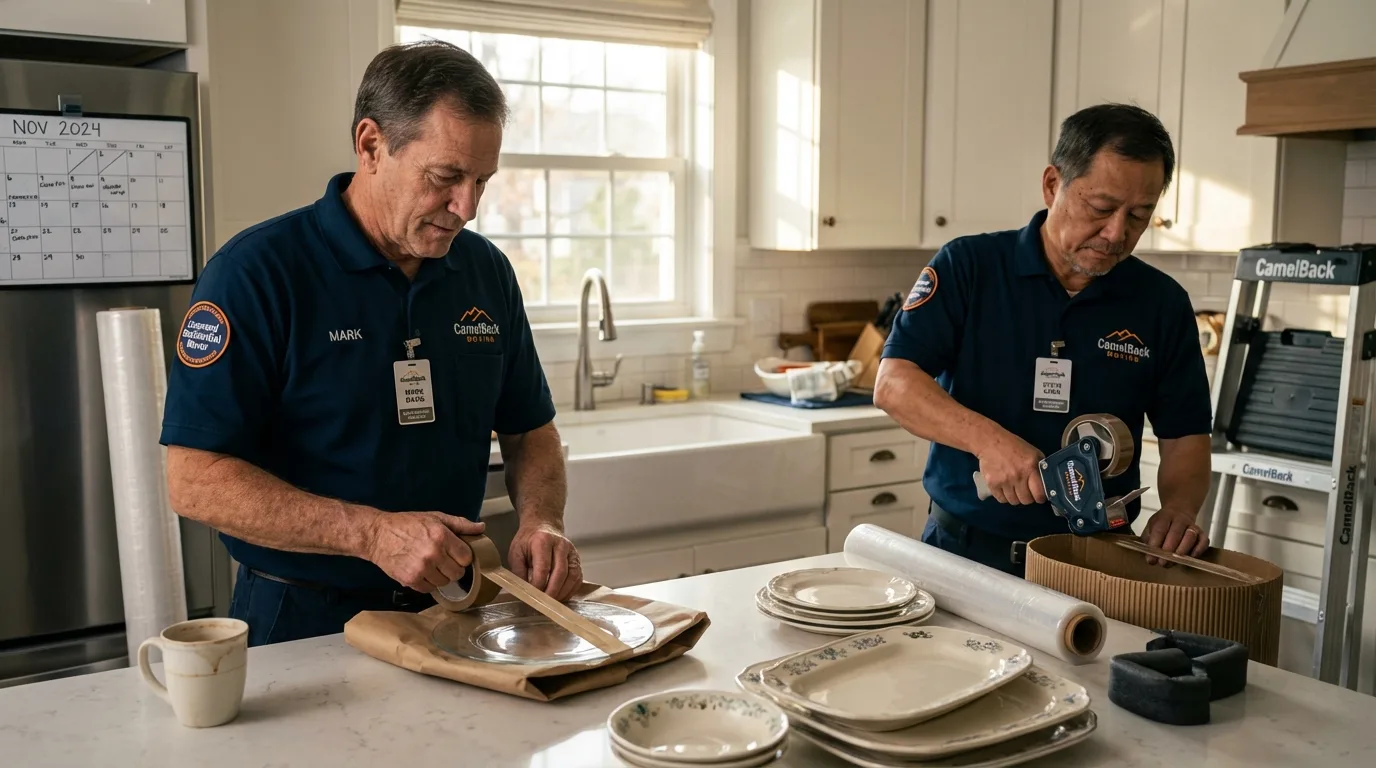 Professional crew packing kitchen dishware in San Tan Valley, AZ