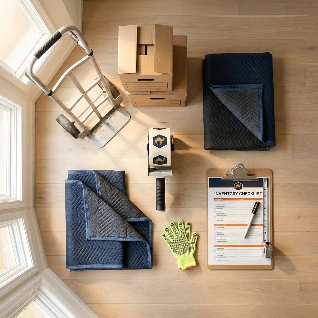 Professional moving supplies and packing materials layout for San Tan Valley residential relocations